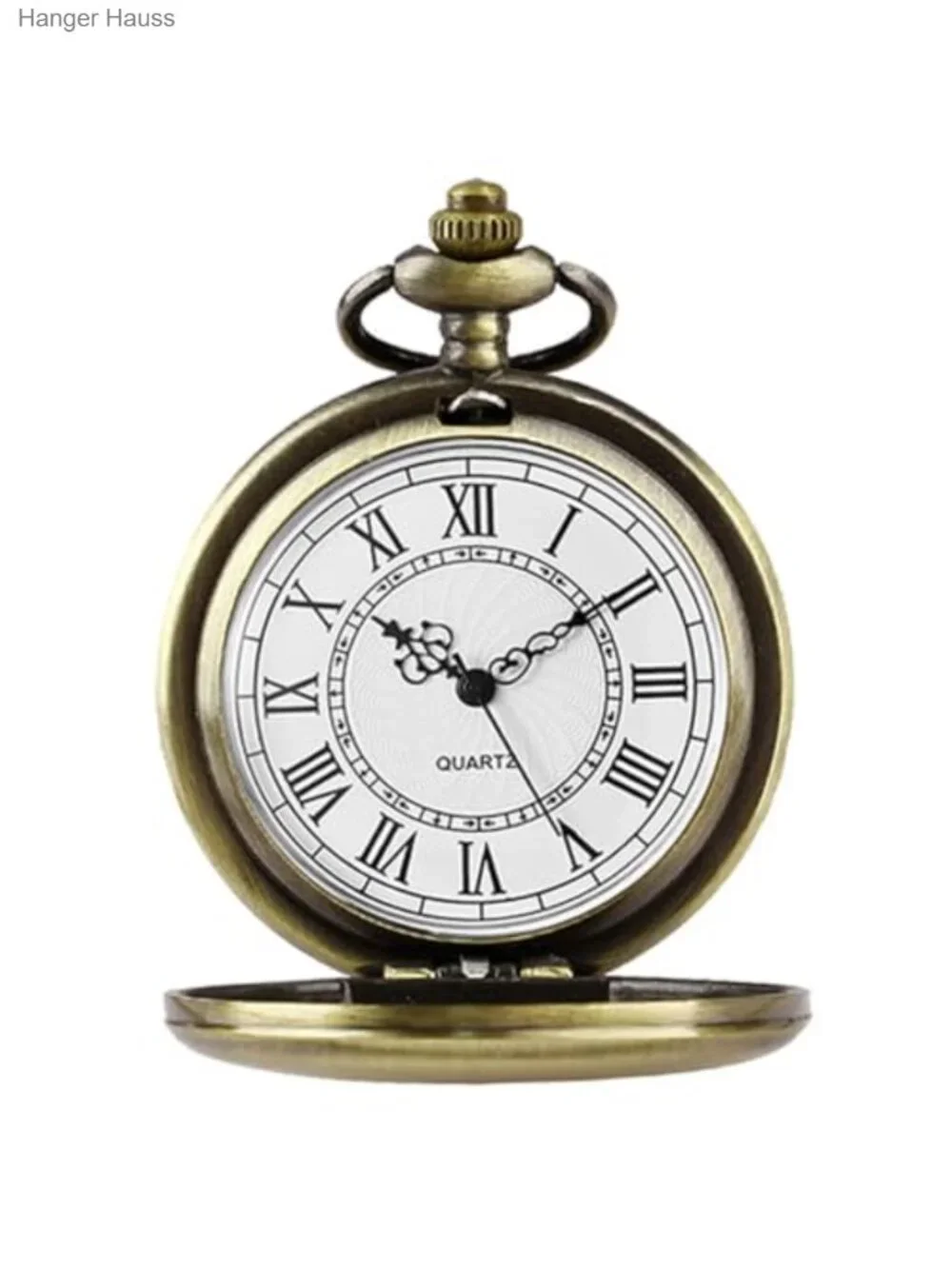 Vintage Alloy Steel Quartz Pocket Watch with Chain Roman Numerals Gift